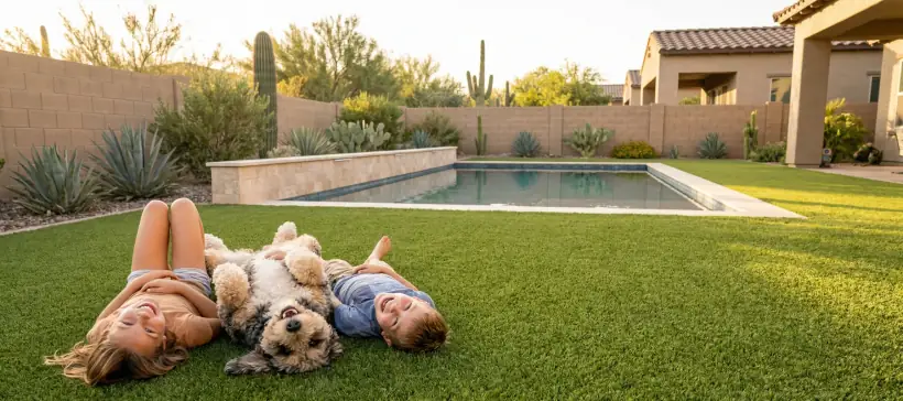 Clean fresh Inland Empire backyard ready for dogs and people
